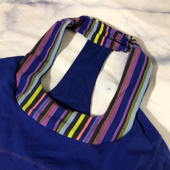 Lululemon Royal Blue & Stripes Scoopneck Tank Top - Picture 2 of 8